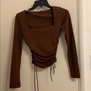 Brown Zara top with scrunches on the side NWT!!